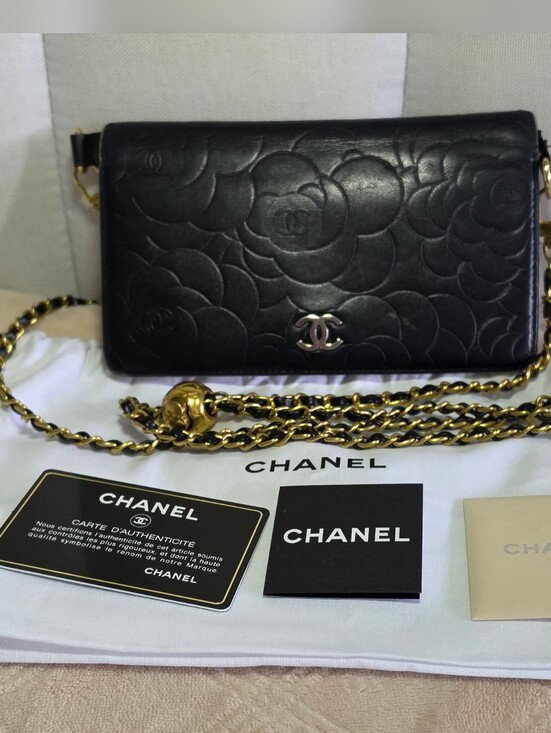 CHANEL Handbags - Authentic CHANEL Black  Leather Wallet/Clutch